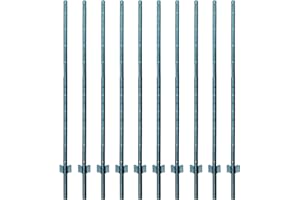 ARIFARO 152cm / 5ft Pali di Recinzione Robusto palo di Recinzione in Metallo, Confezione da 10, Palo a U da Giardino per Recinzione in Filo d'acciaio per Cortile, Filo da Esterno