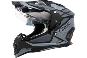 ‎O'NEAL O'NEAL | Motorradhelm | Enduro Motorrad | Ventilationsöffnungen für maximalen Luftstrom & Kühlung, integrierte Sonnenblende | Sierra Helmet R V.24 | Erwachsene | Schwarz Orange Grau