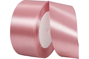 POPOYU Ruban de Satin Rose poudré 40mmx23m, Ruban Boite Gateau, Ruban Tissu pour Noel Cérémonie Mariage Artisanat Décoration, Bouquet Voitures, Anniversaire