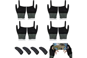 BAYINBROOKSilberfaser Schweißfeste Fingerhandschuhe Touchscreenhandschuhe Daumenfingertasche für PUBG-Handyspiele atmungsaktiv、rutschfest、ultradünn (4Paar)