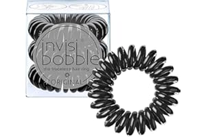 Invisibobble gomas de pelo espiral negras True Black Original x3 - Goma de pelo antirotura - Gomas de pelo negras de cordón telefónico - Gomas de pelo mujer