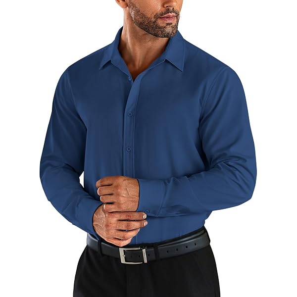 Chemise Homme Manches Longues Extensible – Facile à Repasser, Coupe Regular, Business Et Décontractée, Plusieurs Coloris - 12