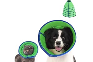HanryDong Blue Dog Elizabethan Collar, Cat Soft Recovery Cone, Quicker Healing Pet Comfy Adjustable E-Collar, Easy Eat, Sleep, Anti-Bite/Lick for Cat, Dog, Rabbit