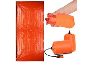 musbus Survival Bag - 2PK Bivy Sack Waterproof, Emergency Sleeping Bags Blanket Stuff Shelter Xtreme Cold, Survival Gear and Supplies for Disaster Preparedness, Thermal, Portable, Camping (Orange)