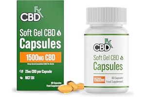 CBDfx 1500mg CBD High Strength Broad Spectrum Soft Gel CBD Capsules, 25mg CBD per Capsule, Organic, Gluten-Free, 60 Capsules in Total (30-60 Days)