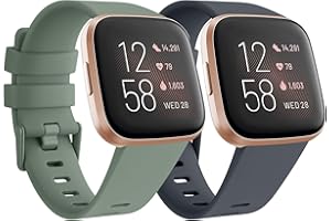 Zoye Silicone Sport Replacement Straps Compatible with Fitbit Versa Lite/2 for Women & Men