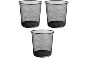 UTTAM Stylish Round Trash Can - Mesh Bin | Ideal for Home & Office | Non-Slip & Sturdy | Indoor Garbage Bin with Sleek Design | Perfect for Kitchen, Bedroom, Bathroom (3, Black)