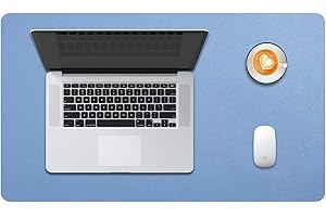 DOBAOJIA Podkładka na biurko, mata na biurko, ochrona na biurko, do laptopa/klawiatury/myszy, skóra poliuretanowa, wodoszczelna, zamsz, antypoślizgowa, 60 x 35 cm (stalowo-niebieska)