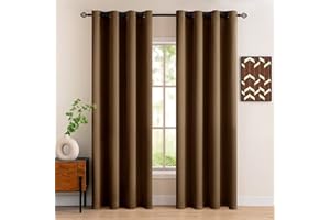 MIULEE 2 Pannelli Tende Oscuranti Soggiorno Interni Oscuranti Termiche Isolanti con Occhielli Resistente per Camera da Letto Soggiorno Casa Finestre Moderne Marrone 140x245 CM