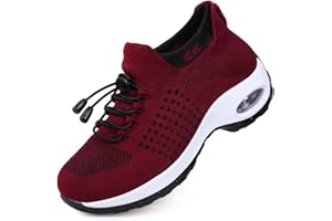 STUNAHOME Slip on Trainers Women Thick Bottom, Air Cushioned, Comfortable Walking Shoes with Breathable Mesh Sneakers Ladies Casual Orthopedic Shoes