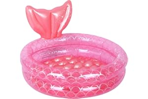 GUKASXI Mermaid Tail Shaped Inflatable Paddling Pool for Kids, Baby Swimming Pool, Floating Ring With Safety Bubble Bottom, for Indoor Outdoor Girls Boys Garden Backyard