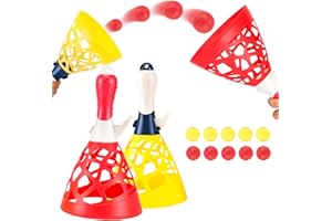 JESITAI Jeu d'intérieur et d'extérieur pour Enfants avec 2 paniers lanceurs et 10 balles,Cadeau de fête d'anniversaire,Jouet de Sport de Plage d'été pour Enfants de 5 6 7 8 9 10+