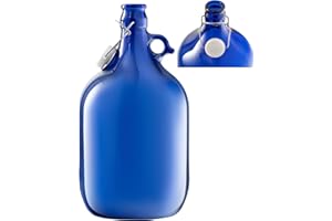 lilawelt24 5L dunkelblau Flasche mit Bügelverschluss Bügelflasche GLASBALLON Weinballon GÄRBALLON GLASFLASCHE Gallone Leer zum Befüllen blaue mit rundem Griff zur Aufbewahrung von Wasser(1x 5L)