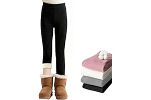 Baogaier Thermique Leggings en Polaire pour Filles, Doublés d'hiver Collant Pantalon, Couleur Unie Élastique Chaud Épaissie Pantalons Longs Hiver Legging Vêtements Enfants pour 6-12 Ans