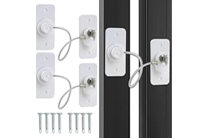 COYTEAR Window Safety Locks 2PCS Child Security Premium Wire Catch Lock Set No Punching UPVC Self Adhesive Window Restrictor-Locks with Keys for Protect Children Kids Baby Home Schools Doors Windows Cupboard