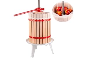SUPERBUTELKI.PL Prensa manual de frutas de 18 l – Prensa de tornillo para frutas, vino, sidra y zumos – prensa de vino Ø26 cm de madera de haya y metal