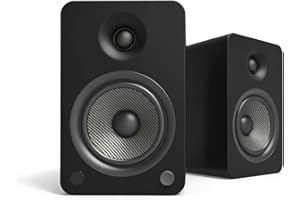Kanto YU6 Zasilane głośniki półkowe z Bluetooth i przedwzmacniaczem Phono, sterownik kevlar 5,25", moc szczytowa 200 W, czarny matowy