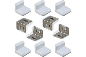 AERZETIX - C65776 - Set di 10 staffe di fissaggio per superiore da cucina 29x38x39mm con 6 fori - copertura in plastica 32x40x44mm - raccordo di fissaggio e sospensione - in acciaio - colore bianco