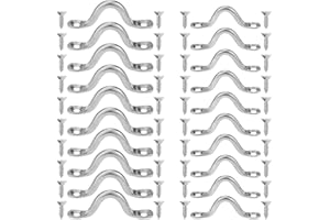 JULIYEH NA 20 Pcs Canoe Pad Eye Strap, Kayak Deck Loops Tie Down Anchor Point with 40 Pieces Screws, Stainless Steel Pad Eye Straps for Kayak Canoe Rigging (4MM/5MM)