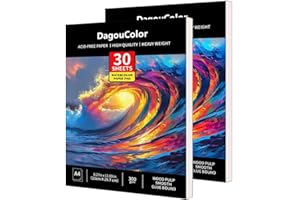 DagouColor Papier Aquarelle, A4, 2 Pack, 30 Feuilles Dessin Carnet Aquarelle, 300gsm Spirale Sans Acide Livre Pour Artistes Enfants Adultes