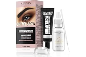 REVERS COSMETICS Teinture sourcil Noir, Formule avec de l'Huile d'Argan et de l'Huile de Ricin (Oméga 6, Carotènes, Vitamines A, E, F), Résultat Naturel, Dure jusqu'à 4 semaines, 15+ Applications.