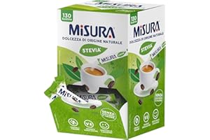 MERISANT Misura Stevia in Bustine, Bustine con Cristalli Finissimi, Zero Calorie, Vegano, Senza Glutine, Senza Aspartame, Pratica Confezione per Bar, Ristoranti e Uffici, 130 Bustine Stevia