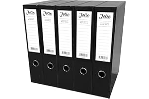 JOTIE Box File with Lock Spring Ring Pull & Catch Glossy Finish 75mm Spine Ideal Document Organiser for Office School Paperwork Storage Foolscap Box Files