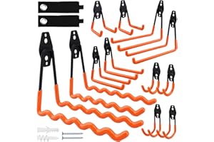 USHOP 12 piezas Ganchos de Garaje Resistentes,Ganchos para colgar,Ganchos Doblede Universal para Herramientas Organizativas, Sillas, Mangueras,Bicicletas,Equipos Deportivos