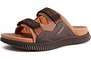 KuaiLu Sandales orthopédiques pour homme - Coussin épais - Sangle réglable - Bout ouvert - Soutien confortable de la voûte plantaire