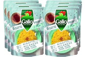 Riso Gallo Risotto Pronto, Mushroom, Vegetarian Quick Cook Risotto, 250 g (Pack of 6)