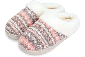 AONEGOLD Zapatillas de Casa para Mujer Invierno Cálido de Felpa Pantuflas de espuma viscoelástica Cómodas Antideslizante para Interiores y Exteriores