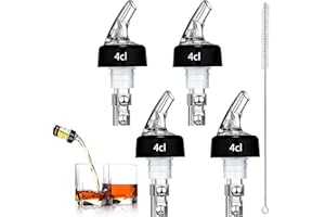 Zorplex Lot De 4 Becs Verseurs Doseurs 4cl pour Bouteilles – Mesuré Verseurs Automatiques pour Spiritueux, Vin, Cocktails et Liqueurs – Accessoires Pratiques de Bar et Maison (4 * 4cl)