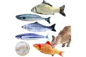 NATUCE 5PCS Catnip Giocattoli per Gatti, 20CM Simulazione Peluche di Pesce, Giocattolo interattivo per Gatti, da mordere e Masticare, Pulizia dei Denti del Gatto, Giocattoli per Gatto