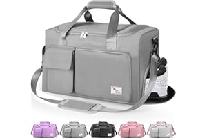KURT ADLER Travel Bag Sport Duffel Bag,Gym Tote Bag, Large Capacity Portable Foldable Travel Lightweight Waterproof Overnight Bag, Carry Luggage Bag for Weekender Sports, Gym, Vacation for Men Women (Gray)