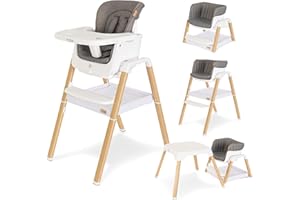 Tutti Bambini Nova Highchair - 7-in-1 Portable High Chair, Baby Chair with Feeding Tray, Washable Seating & Travel Bag, Folding High Chairs for Babies and Toddlers from 6+ Months (White/Oak)