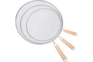 Olymajy 3 Pcs Stainless Steel Splash Guard Extra Fine Mesh Weave Stops 99% of Hot Oil Splash Guard Cooking and Grill Pan Scrapers - Heavy Duty Grease Guard for Cooking Frying
