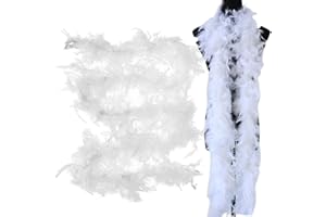 Virtcooy 6.6ft/2M Boa à Plumes - Boa à Plumes Blanc - Boa à Plumes pour Déguisement et Artisanat - Fête Foulard en Plumes, pour Noël Halloween Danse Fête Mariage Cosplay