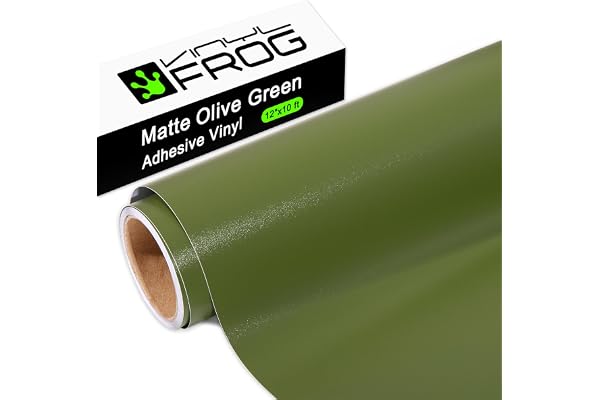 VINYL FROG Rouleau de Vinyle Adhésif Permanent Vert Olive Mat 30.5x305cm pour Décoration Bouteille et Verre