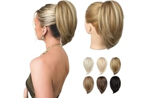 REECHO Ponytail Extension, kurzer glatter Ponytail Extension, Haarkrallen Dutt Haarteil unordentlicher Dutt natürliches Kunsthaar falscher Pferdeschwanz Haarverlängerung für Damen