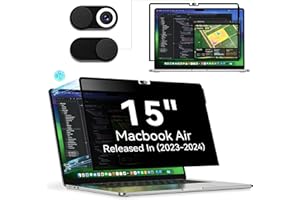 PROTESCREEN Filtre de Confidentialité pour MacBook Air 15 Pouces (2023-2025,M2,M3,M4),Amovible Protection Ecran Filtre Anti Espion Lumière Bleu Reflet,Laptop Privacy Screen pour Mac 15 A3114/A2941/A3241