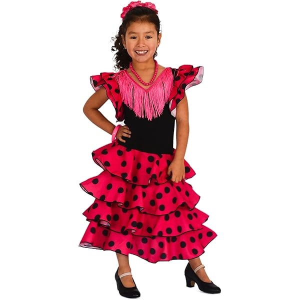 Tacones Flamenco Niña Zapatos De Baile Flamenco Rojo Con Lunares