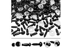 FANGZIDM 100 Pièces Yeux de Sécurité avec Rondelles de 5MM 7MM Yeux de Jouet en Plastique Noir pour Fabrication de poupées DIY Loisirs Créatifs