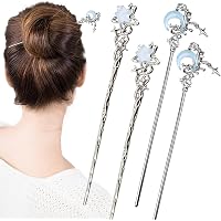 Lurrose Kamelien-Blumen-Haarnadeln – 4 Stück, Weiße Perlen-Haarstäbchen, Retro Haaraccessoire Für Hochzeit & Party