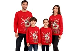 GENERICO Maglioni Natalizi Famiglia - Maglione Natalizio Famiglia Rosso Maglie Termica Manica Lunga Maglioni Natale Coppia Taglie Forti Felpa Natalizie Invernale Abbigliamento Natalizio Donna Uomo Bambino