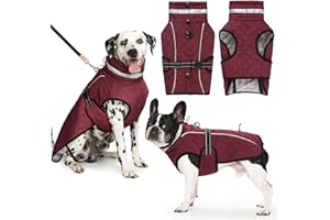 Cyponpy Hundejacke Winter Mantel Hund Wasserdicht Regen Hundemantel Warm Reflektierend Wintermantel Hund Fleece Hundemantel mit Geschirr Winter Hundejacke Wasserdicht Kleine Mittelgross Große Hunde