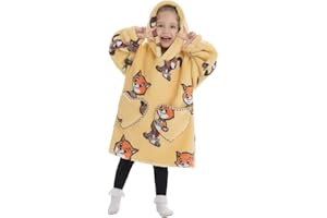 JOREAY Kids Oversized Blanket Hoodie, Little Girls Boys Snuggle Fleece Hooded Wearable Blanket, Fluffy Giant Sweatshirt for Toddler