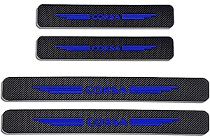 WYXAXNM 4 Piezas Fibra de Carbon Umbral De La Puerta Protectores para Opel Corsa D B E, Adhesivo De Protección De Umbral Coche, Decoración Estribos Protector Barra Sill Scuff Plate Accesorios