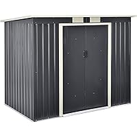 [en.casa] Gartenschuppen 213x130x173cm aus Metall Gerätehaus Gartenhaus inkl. Fundament Dunkelgrau