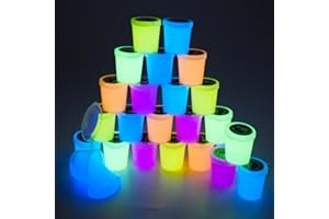 BASYWIIM Glow in The Dark Slime Kit - 24 Pack Crystal Galaxy Slime, with Pink, Blue, Orange and Yellow for etc, Soft and Non-Sticky, Used for Kid Play Education,Party Favor, Birthday Gift