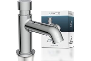 Schütte Kaltwasserhahn LIMA, Kaltwasser Armatur für das Bad, Wasserhahn Bad nur für Kaltwasser, Standventil mit schickem Druckgriff, 46951